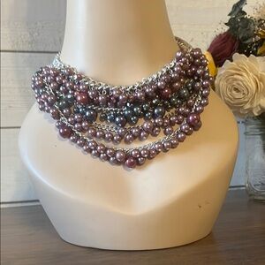 Abercrombie and Fitch Multi-Strand Choker Pearl Necklace